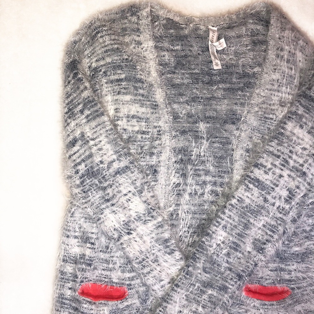 Aeropostle | Fuzzy Blue Knit Cardigan Sweater